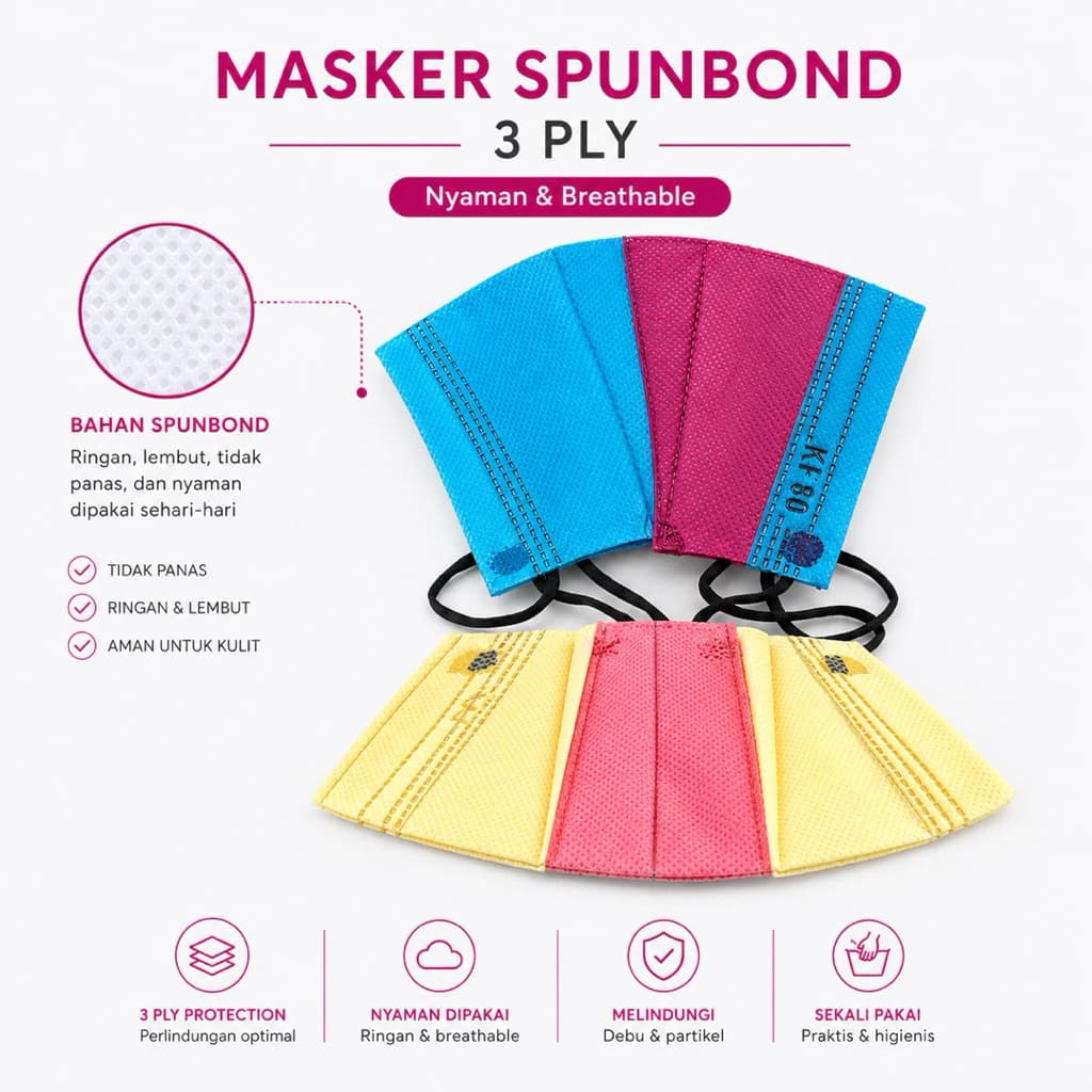 Masker Duckbill KF80 3 Ply Earloop Isi 50 Pcs