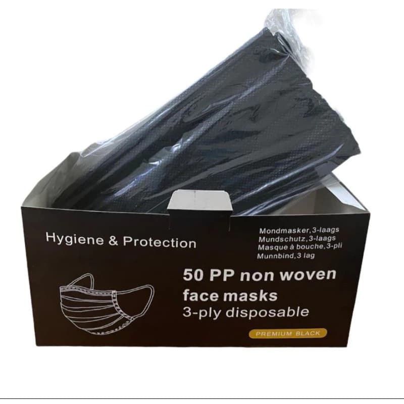 Masker Hitam 3 Ply Tebal Isi 50 Pcs